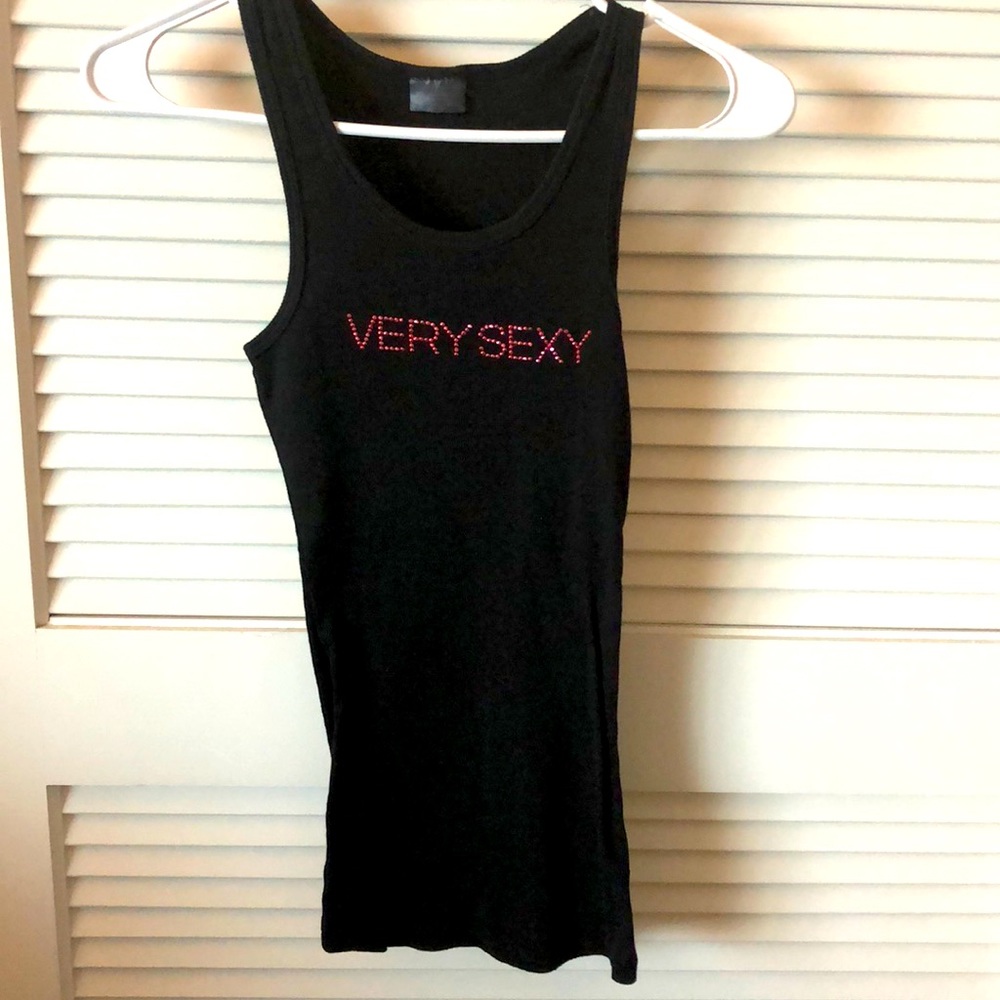 Black ribbed VS Very sexy tank top w/ pink beads